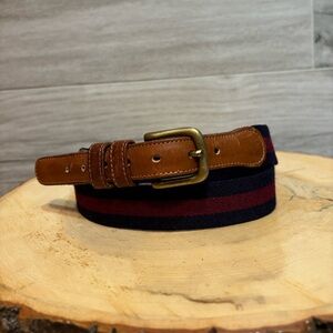 Vintage Coach Surcingle Belt Size 36 Wool & Leather Classic 7903 blue and red